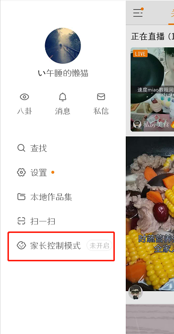 快手家长模式怎么开启